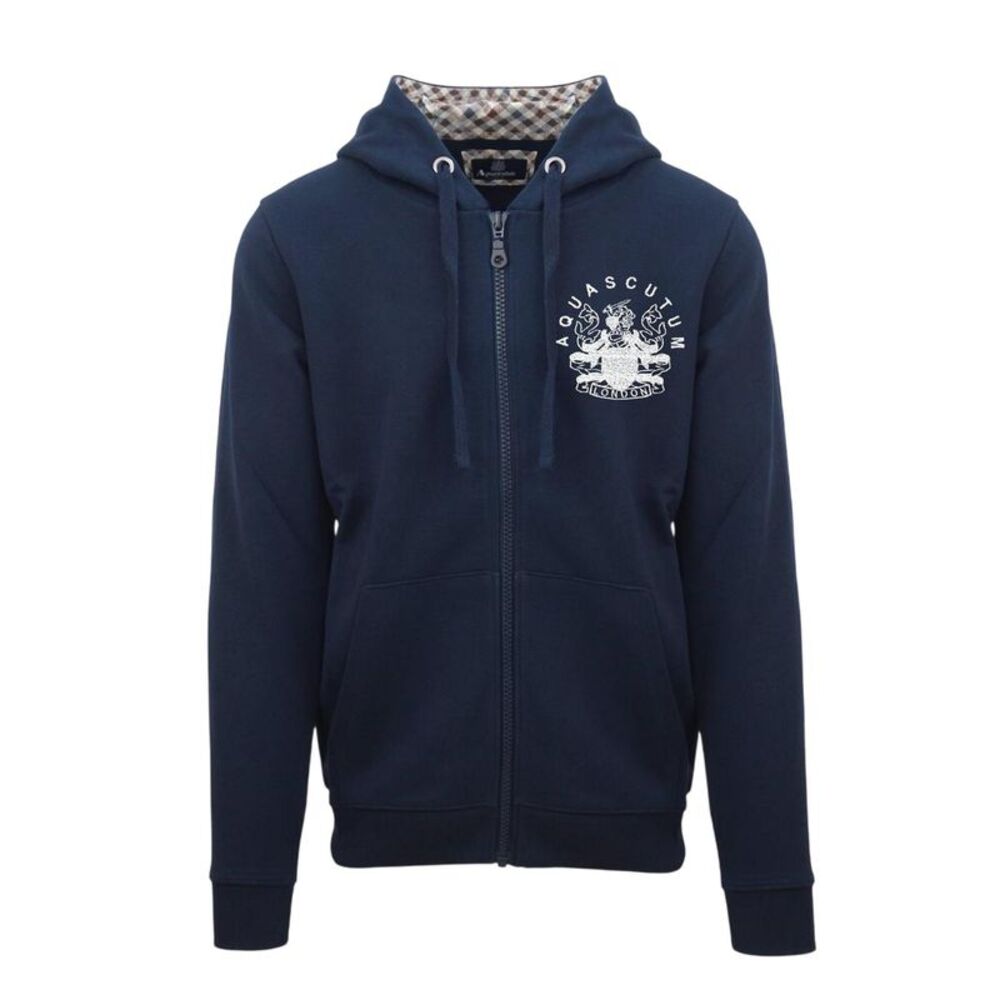 Aquascutum Mens Relaxed Fit Full Zip Hoodie / Navy